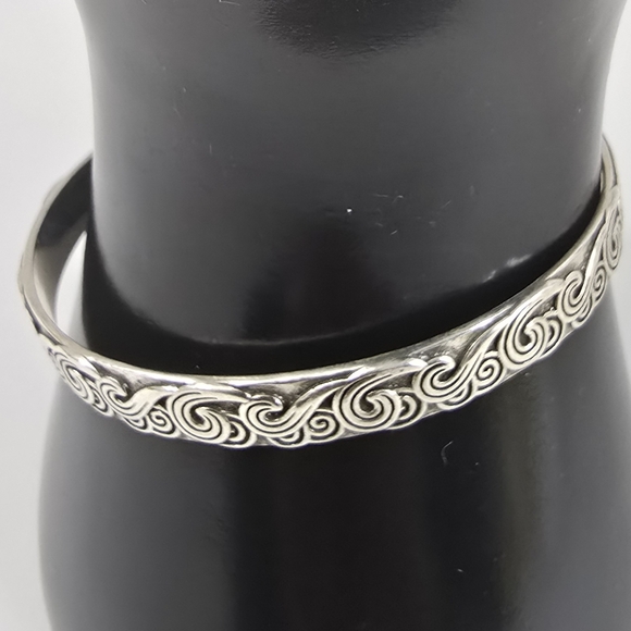 Native American Sterling Silver 925 Swirl Design Bracelet - Picture 4 of 12